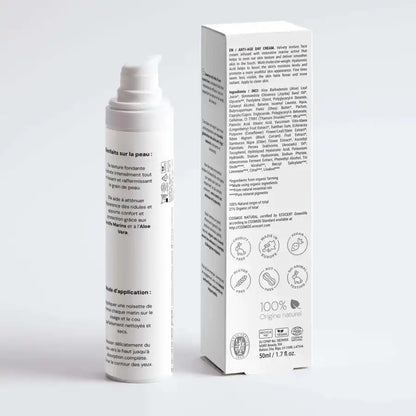 Juvenys crème lissante et hydratante dès 30 ans naturel, végan et sans cruauté envers les animaux. Aloe vera, actifs marins, acide hyaluronique.