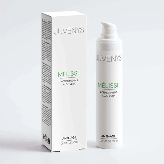 Juvenys crème lissante et hydratante dès 30 ans naturel, végan et sans cruauté envers les animaux. Aloe vera, actifs marins, acide hyaluronique.